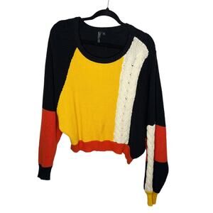 MOON & MADISON black red yellow chunky colorblock sweater / L